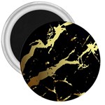 Marble Black, Kiss, Gold, Pretty 3  Magnets