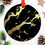 Marble Black, Kiss, Gold, Pretty Ornament (Round)