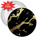 Marble Black, Kiss, Gold, Pretty 3  Buttons (10 pack) 