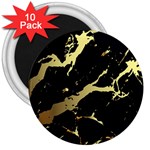 Marble Black, Kiss, Gold, Pretty 3  Magnets (10 pack) 