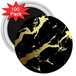 Marble Black, Kiss, Gold, Pretty 3  Magnets (100 pack)