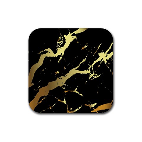 Marble Black, Kiss, Gold, Pretty Rubber Coaster (Square) from ArtsNow.com Front