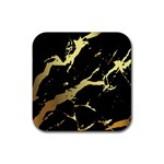 Marble Black, Kiss, Gold, Pretty Rubber Coaster (Square)