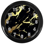 Marble Black, Kiss, Gold, Pretty Wall Clock (Black)