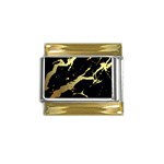 Marble Black, Kiss, Gold, Pretty Gold Trim Italian Charm (9mm)