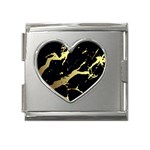 Marble Black, Kiss, Gold, Pretty Mega Link Heart Italian Charm (18mm)