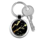 Marble Black, Kiss, Gold, Pretty Key Chain (Round)