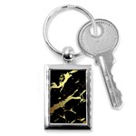 Marble Black, Kiss, Gold, Pretty Key Chain (Rectangle)