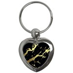 Marble Black, Kiss, Gold, Pretty Key Chain (Heart)