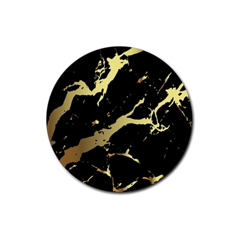 Marble Black, Kiss, Gold, Pretty Rubber Coaster (Round) from ArtsNow.com Front