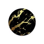 Marble Black, Kiss, Gold, Pretty Rubber Coaster (Round)