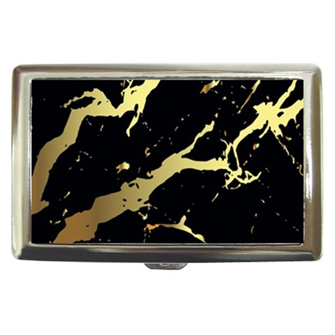 Marble Black, Kiss, Gold, Pretty Cigarette Money Case from ArtsNow.com Front