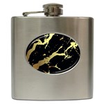 Marble Black, Kiss, Gold, Pretty Hip Flask (6 oz)