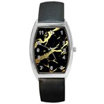 Marble Black, Kiss, Gold, Pretty Barrel Style Metal Watch