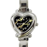 Marble Black, Kiss, Gold, Pretty Heart Italian Charm Watch