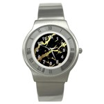 Marble Black, Kiss, Gold, Pretty Stainless Steel Watch