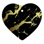 Marble Black, Kiss, Gold, Pretty Heart Ornament (Two Sides)