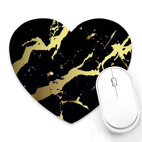 Marble Black, Kiss, Gold, Pretty Heart Mousepad from ArtsNow.com Front