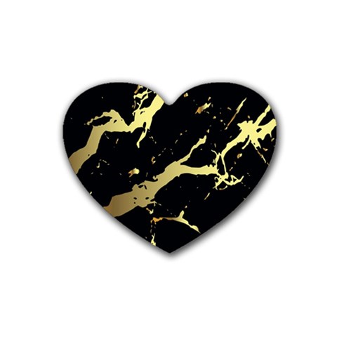 Marble Black, Kiss, Gold, Pretty Rubber Coaster (Heart) from ArtsNow.com Front