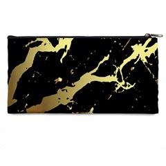 Marble Black, Kiss, Gold, Pretty Pencil Case from ArtsNow.com Back