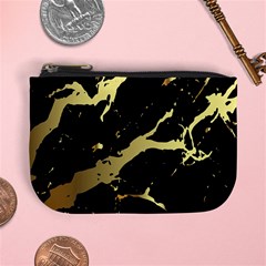 Marble Black, Kiss, Gold, Pretty Mini Coin Purse from ArtsNow.com Front