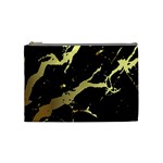 Marble Black, Kiss, Gold, Pretty Cosmetic Bag (Medium)