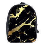 Marble Black, Kiss, Gold, Pretty School Bag (Large)