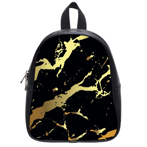 Marble Black, Kiss, Gold, Pretty School Bag (Small) from ArtsNow.com Front