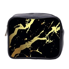 Marble Black, Kiss, Gold, Pretty Mini Toiletries Bag (Two Sides) from ArtsNow.com Front