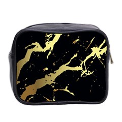 Marble Black, Kiss, Gold, Pretty Mini Toiletries Bag (Two Sides) from ArtsNow.com Back