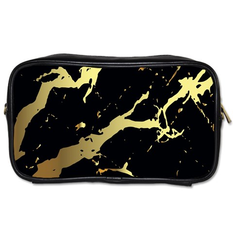 Marble Black, Kiss, Gold, Pretty Toiletries Bag (Two Sides) from ArtsNow.com Front