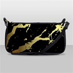 Marble Black, Kiss, Gold, Pretty Shoulder Clutch Bag