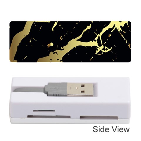 Marble Black, Kiss, Gold, Pretty Memory Card Reader (Stick) from ArtsNow.com Front