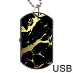 Marble Black, Kiss, Gold, Pretty Dog Tag USB Flash (One Side)