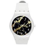 Marble Black, Kiss, Gold, Pretty Round Plastic Sport Watch (M)