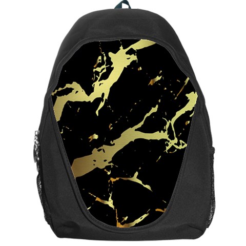 Marble Black, Kiss, Gold, Pretty Backpack Bag from ArtsNow.com Front