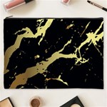 Marble Black, Kiss, Gold, Pretty Cosmetic Bag (XXXL)