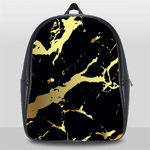 Marble Black, Kiss, Gold, Pretty School Bag (XL) from ArtsNow.com Front