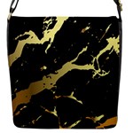 Marble Black, Kiss, Gold, Pretty Flap Closure Messenger Bag (S)