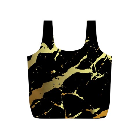 Marble Black, Kiss, Gold, Pretty Full Print Recycle Bag (S) from ArtsNow.com Front