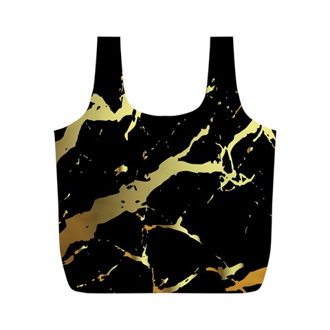 Marble Black, Kiss, Gold, Pretty Full Print Recycle Bag (M) from ArtsNow.com Front