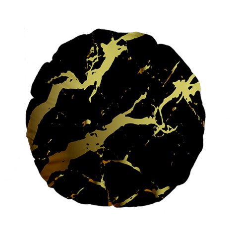 Marble Black, Kiss, Gold, Pretty Standard 15  Premium Flano Round Cushions from ArtsNow.com Front