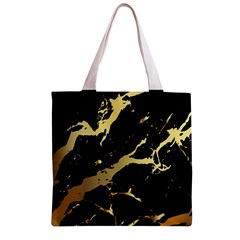 Marble Black, Kiss, Gold, Pretty Zipper Grocery Tote Bag from ArtsNow.com Front