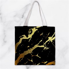 Marble Black, Kiss, Gold, Pretty Zipper Grocery Tote Bag from ArtsNow.com Back