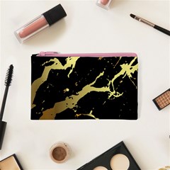 Marble Black, Kiss, Gold, Pretty Cosmetic Bag (XS) from ArtsNow.com Front