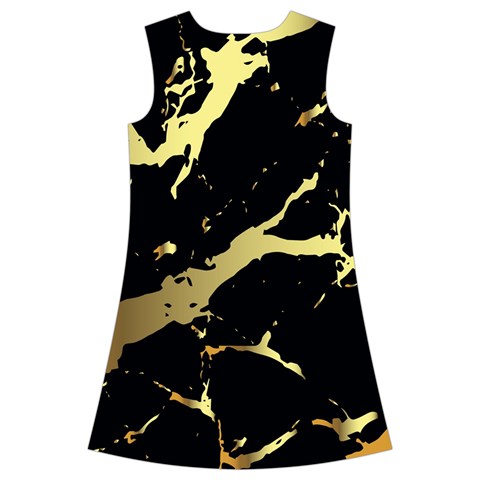 Marble Black, Kiss, Gold, Pretty Kids  Short Sleeve Velvet Dress from ArtsNow.com Back