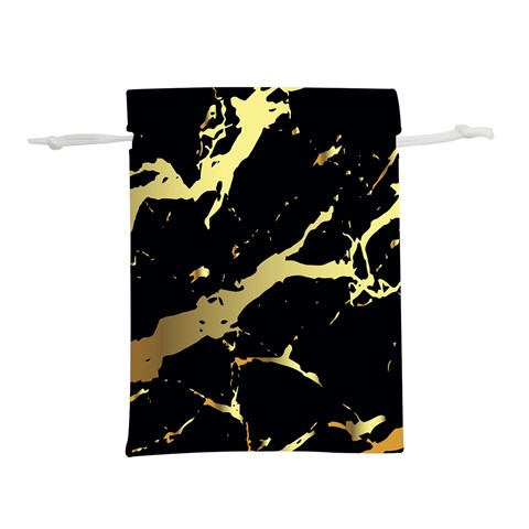 Marble Black, Kiss, Gold, Pretty Lightweight Drawstring Pouch (L) from ArtsNow.com Front