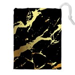 Marble Black, Kiss, Gold, Pretty Drawstring Pouch (4XL)