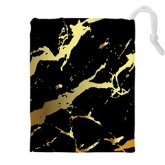 Marble Black, Kiss, Gold, Pretty Drawstring Pouch (5XL) from ArtsNow.com Front