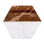 Marble Black, Kiss, Gold, Pretty Marble Wood Coaster (Hexagon) 